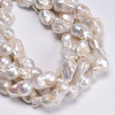 White Fresh Water Pearl Baroque Shape Beads 13-15x18-23mm 15-20x18-28mm 16" Strd