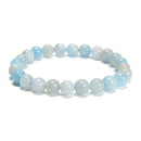 Multi Blue Aquamarine Smooth Round Beaded Bracelet 8mm 7.5'' Length 3 PCS/Set