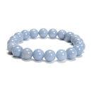 Natural Angelite Smooth Round Beaded Bracelet 6mm 8mm 10mm 7.5''Length 3 PCS/Set