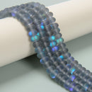 Gray Mystic Mermaid Glass Matte Rondelle Beads Size 4x6mm 5x8mm 15.5'' Strand