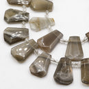 Gray Moonstone Graduated Faceted Trapezoid Beads Size 15x20-18x27mm 15.5" Strand