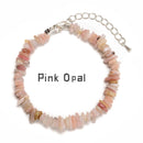 03-Mixed Gemstone Chips Bracelet Silver Plated Clasp Size 5-8mm 7''-8.5" Length