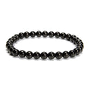 Black Jet Smooth Round Beaded Bracelet Size 6mm 8mm 10mm 7.5'' Length 3 PCS/Set