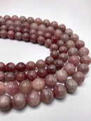 Dark Pink Madagascar Rose Quartz Smooth Round Size 12mm 13mm 15.5'' Strand
