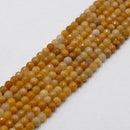 Natural Yellow Jade Faceted Round Beads Size 6mm 15'' Strand