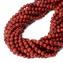 Coral Red Dyed Jade Smooth Round Beads Size 6mm 8mm 10mm 15.5'' Strand