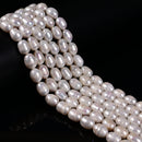 Natural White Fresh Water Pearl Rice Shape Beads Size 9-10 x 11-13mm 14.5"Strand