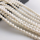 White Fresh Water Pearl Off Round Potato Beads 5-5.5mm 6mm 8mm 10mm 15.5" Strand