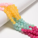 01-Multi-color Dyed Jade Smooth Round Beads Size 8mm 15.5'' Strand