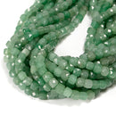 Natural Green Aventurine Faceted Cube Beads Size 6.5mm 15.5'' Strand