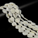 Iridescent White MOP Shell Carved Scallop Shape Beads Size 18x21mm 15.5'' Strand