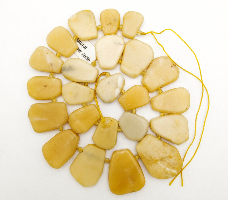 Natural Yellow Jade Graduated Irregular Trapezoid 15x18-25x33mm 15.5'' Strand