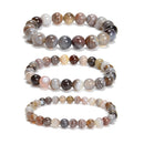 Botswana Agate Smooth Round Beaded Bracelet 6mm 8mm 10mm 7.5'' Length 3 PCS/Set