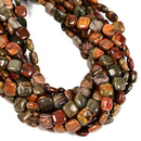 Natural Red Creek Jasper Flat Square Shape Beads Size 10mm 15.5'' Strand