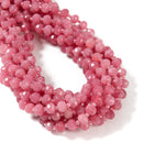 Rhodonite Color Dyed Jade Faceted Rondelle Beads Size 6x8mm 15.5'' Strand