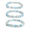 Multi Blue Aquamarine Smooth Round Beaded Bracelet 8mm 7.5'' Length 3 PCS/Set