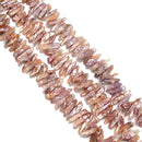 Purple Fresh Water Pearl Center Drill Long Stick Shape Beads 8x35mm 14" Strand