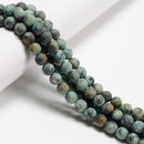 African Turquoise Matte Round Beads 4mm 6mm 8mm 10mm 12mm 15.5" Strand