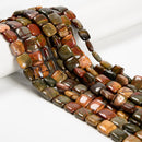 Natural Red Creek Jasper Flat Square Beads Size 12mm 15.5'' Strand