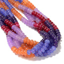 11-Multi-color Dyed Jade Smooth Rondelle Beads Size 5x8mm 15.5'' Strand