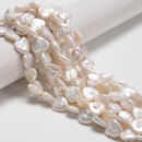 Natural White Fresh Water Pearl Flat Heart Shape Beads Size 13-14mm 15'' Strand