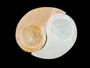 Natural Selenite Crystal YinYang Candle Holder Approx 3.5"x4.25" Inches