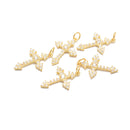 925 Sterling Silver Gold Plated Cross Charm Pendant Size 12x20mm 3 Pcs Per Bag