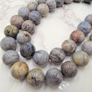 large natural bamboo leaf agate smooth round beads