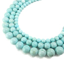 Light Blue Turquoise Smooth Round Beads 4mm 6mm 8mm 10mm 15.5" Strand