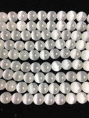 white cats eye smooth round beads