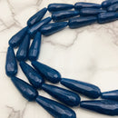 sapphire blue quartz faceted teardrop beads