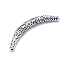 925 Sterling Silver Anti-Silver Flower Curved Tube Beads 3-4x40mm 1Pc Per Bag