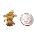 monkey charm gold plated copper with micro pave clear zircon