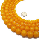 Amber Yellow Dyed Jade Smooth Round Beads 4mm 6mm 8mm 10mm 12mm 15.5" Strand