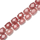 Strawberry Quartz Faceted Rectangle Cylinder Drum Barrel Beads 12x16mm 15.5''Str