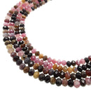multi color tourmaline faceted rondelle beads