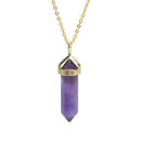 Amethyst Pendulum Healing Point Gold Plated Loop Bail Pendant 8x40mm 6 PCS / Bag