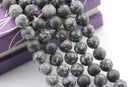 large hole snowflake obsidian matte round beads