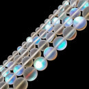 Clear Mystic Aura Mermaid Glass Matte Round Beads 6mm 8mm 10mm 12mm 15.5" Strand