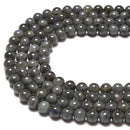 Natural Black Labradorite Smooth Round Beads Size 6mm 8mm 10mm 15.5'' Strand