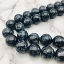 indigo gabbro smooth round beads