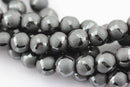natural hematite soccer shiny design matte round beads