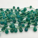 dyed green quartz faceted teardrop beads