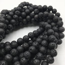 natural black lava rock stone round beads 