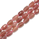 Strawberry Quartz Faceted Barrel Cylinder Tube Beads Size 10x14mm 15.5" Strand