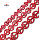 Red Howlite Turquoise Peace Sign Round Coin Disc Beads 15mm 20mm 25mm 15.5"Strnd