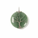 Green Aventurine Tree Pendant Silver Wire Wrap Round Size 35mm Sold per Piece