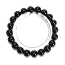 Natural Black Tourmaline Smooth Round Beaded Bracelet Size 8mm 10mm 7.5'' Length