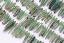 natural green quartz graduated pebble nugget points beads