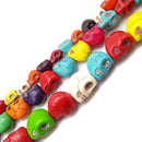 Multi-Color Howlite Turquoise Skull Beads 6x8mm 8x10mm 10x12mm 15.5" Strand